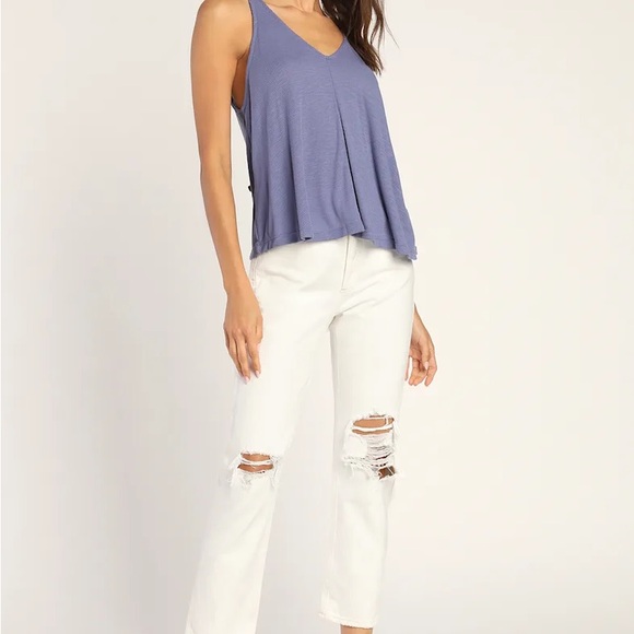 Free People Dani Periwinkle Blue Ribbed Tank Top XS - Picture 5 of 6